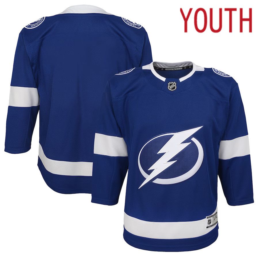 Youth Tampa Bay Lightning Blue Home Blank Premier NHL Jersey->youth nhl jersey->Youth Jersey